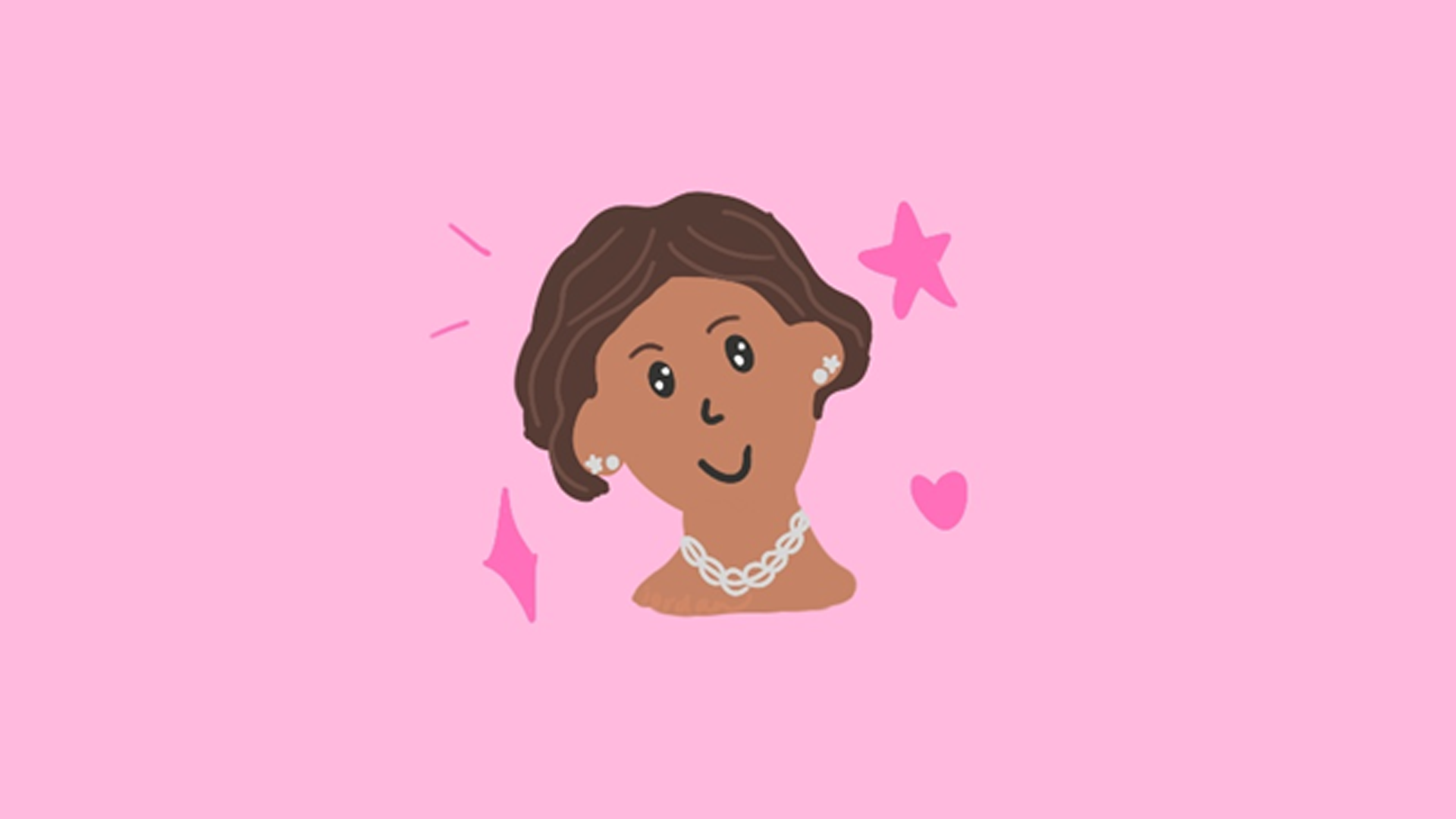 A graphic animation created by Jordan of their face on a pink background.